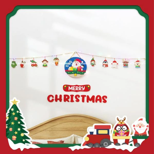 Dây Hình Gỗ Treo Tường Trang Trí Giáng Sinh - Bách Mộc - Ho Ho Ho