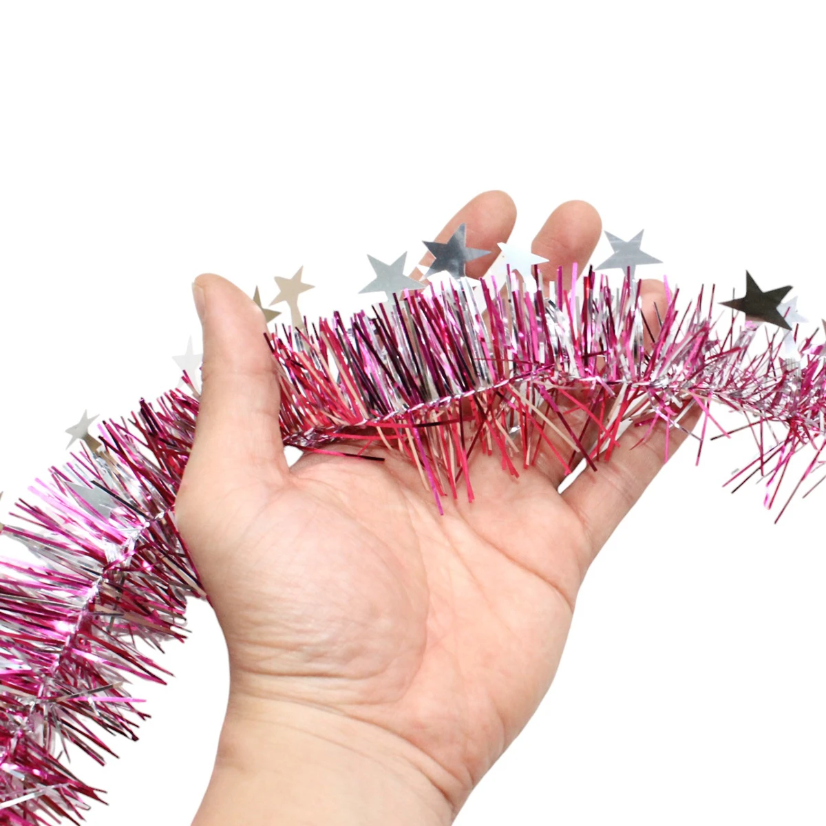 Dây Kim Tuyến 2 Lớp Ngôi Sao Nhỏ Trang Trí Giáng Sinh 180 cm - Chaang Chiia LP-DKT-2S - Màu Hồng