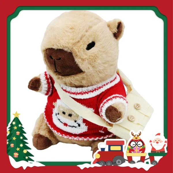 Thú Bông Capybara 23 cm - Nuan Nuan SLKPCY23 - Mặc Áo Hình Ông Già Noel