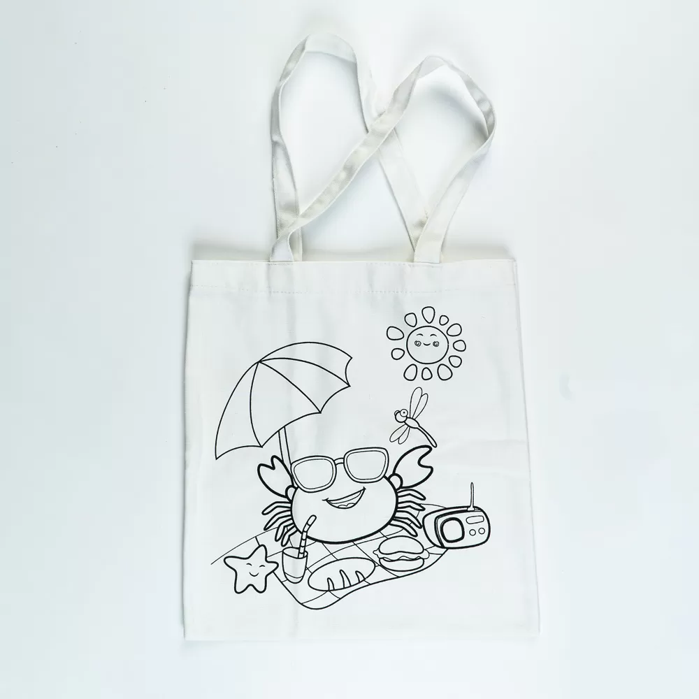 Túi Canvas trắng 38x34.5cm hình Cua Travel